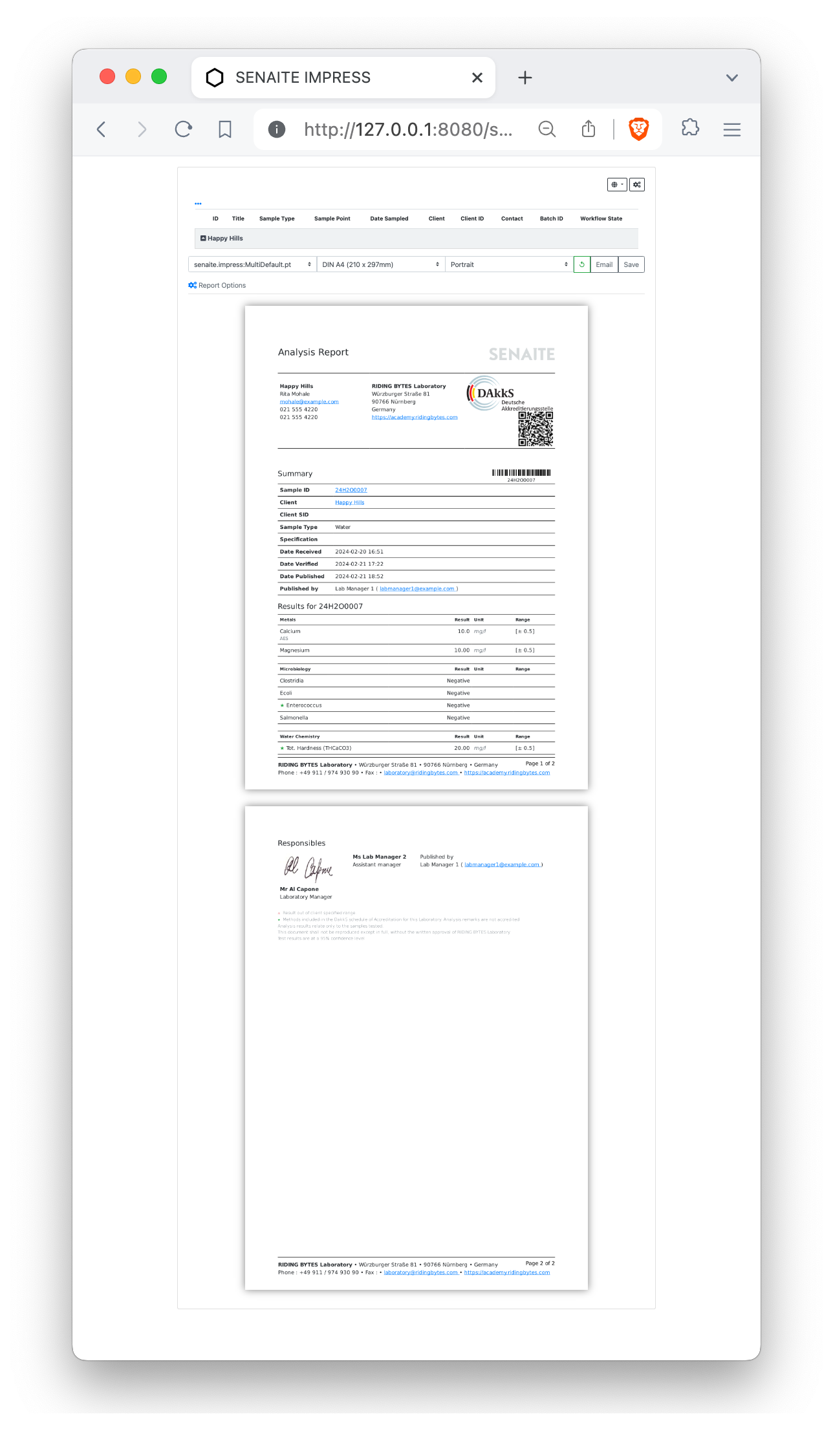 SENAITE Impress preview