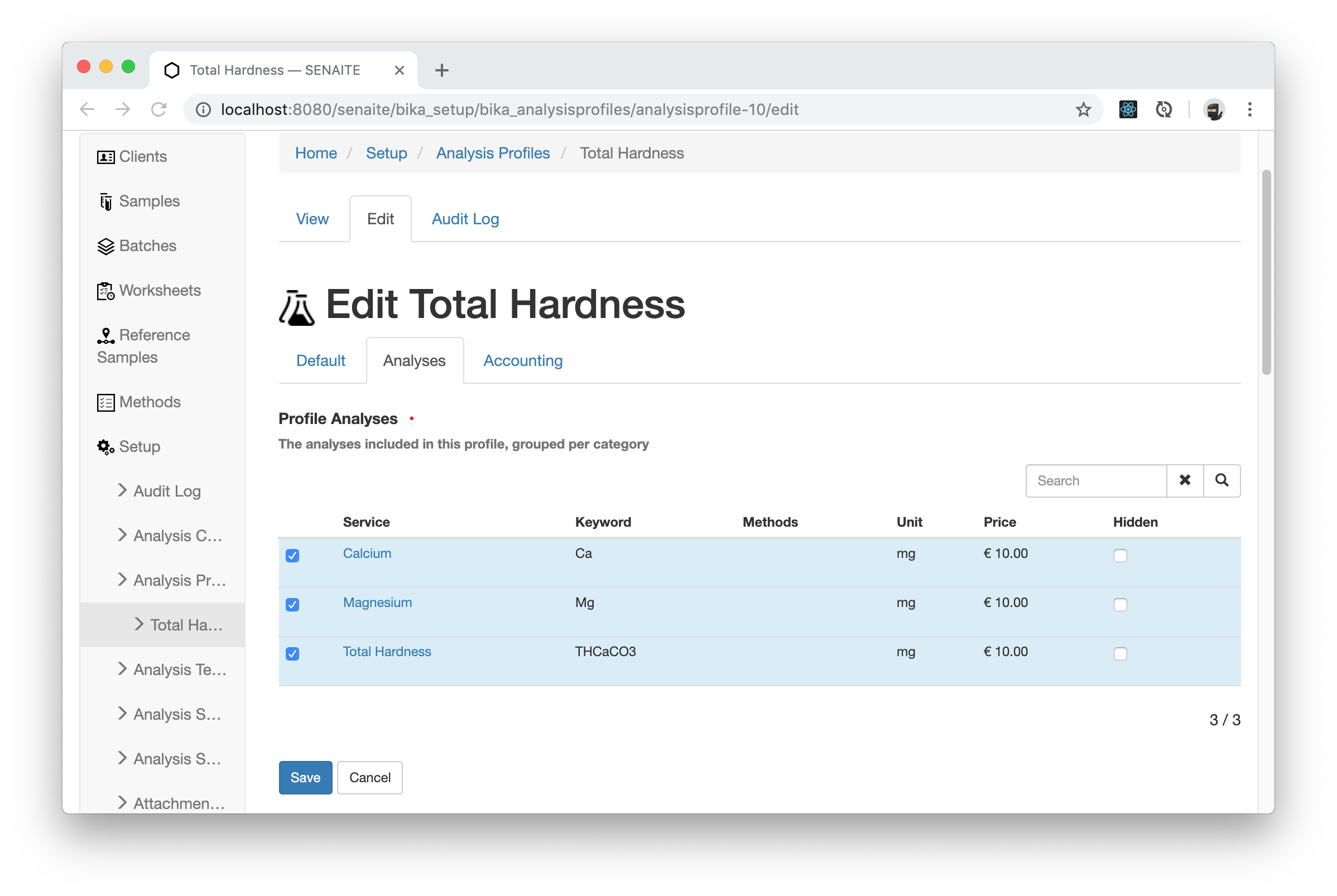 Add Analysis Profile