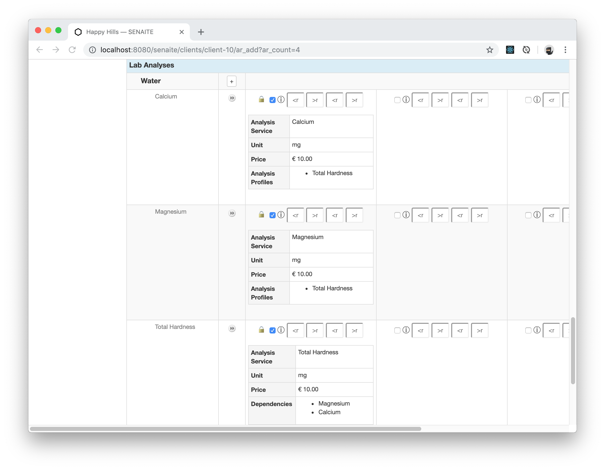 Sample Analyses · SENAITE