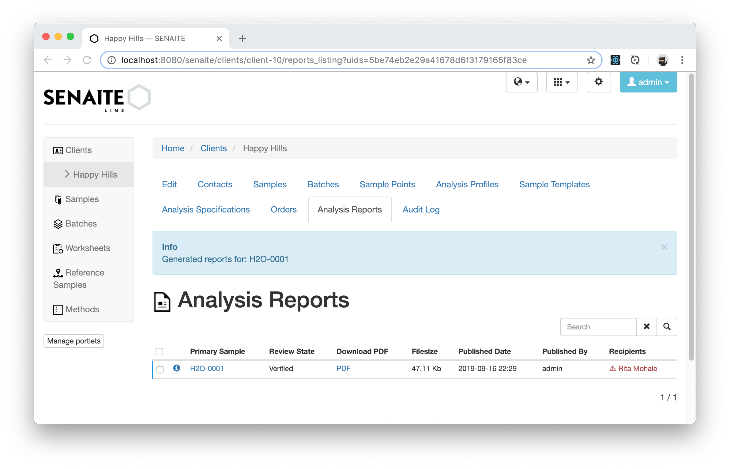 Analysis Reports Listing