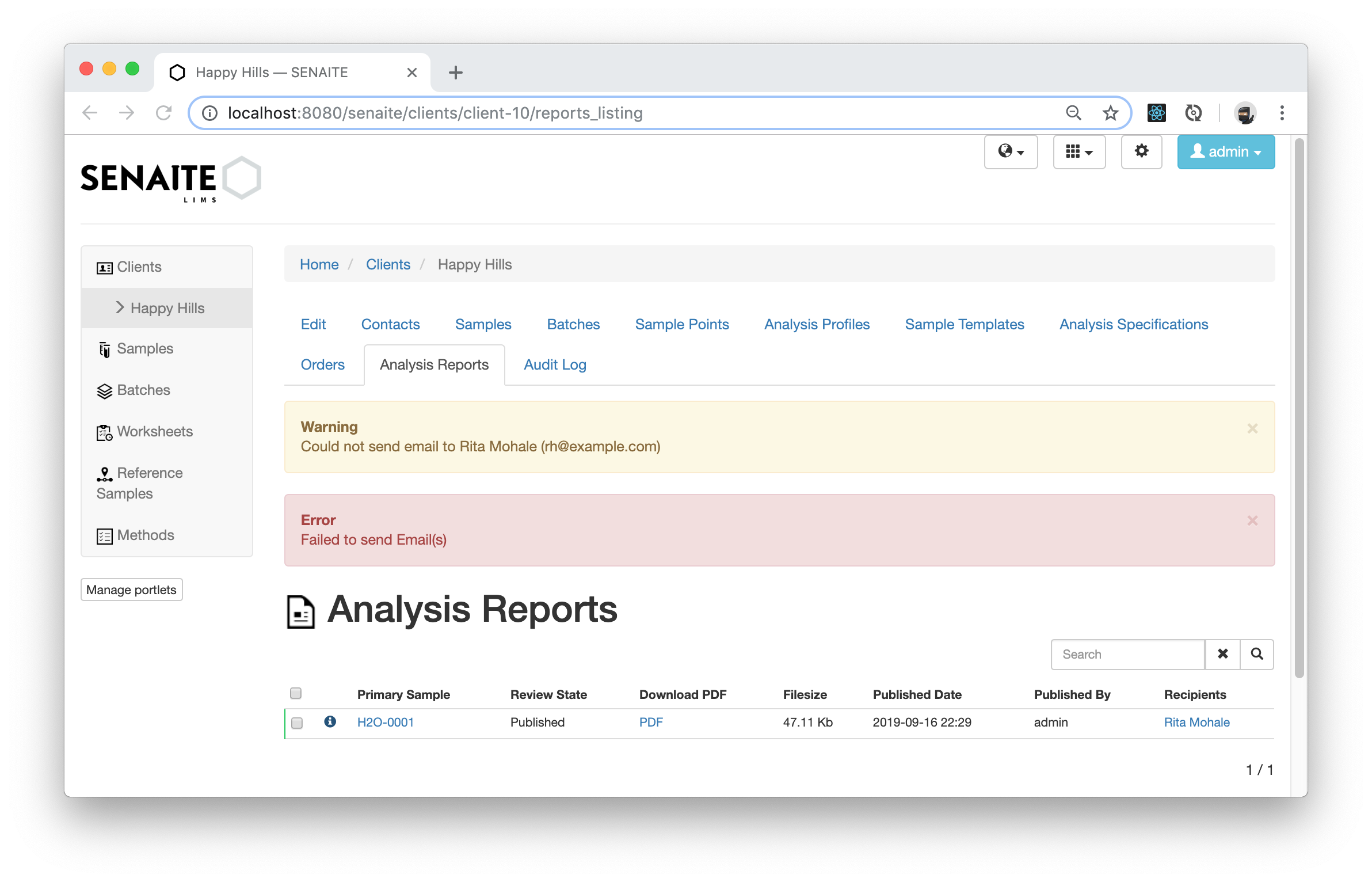 Analysis Reports Listing