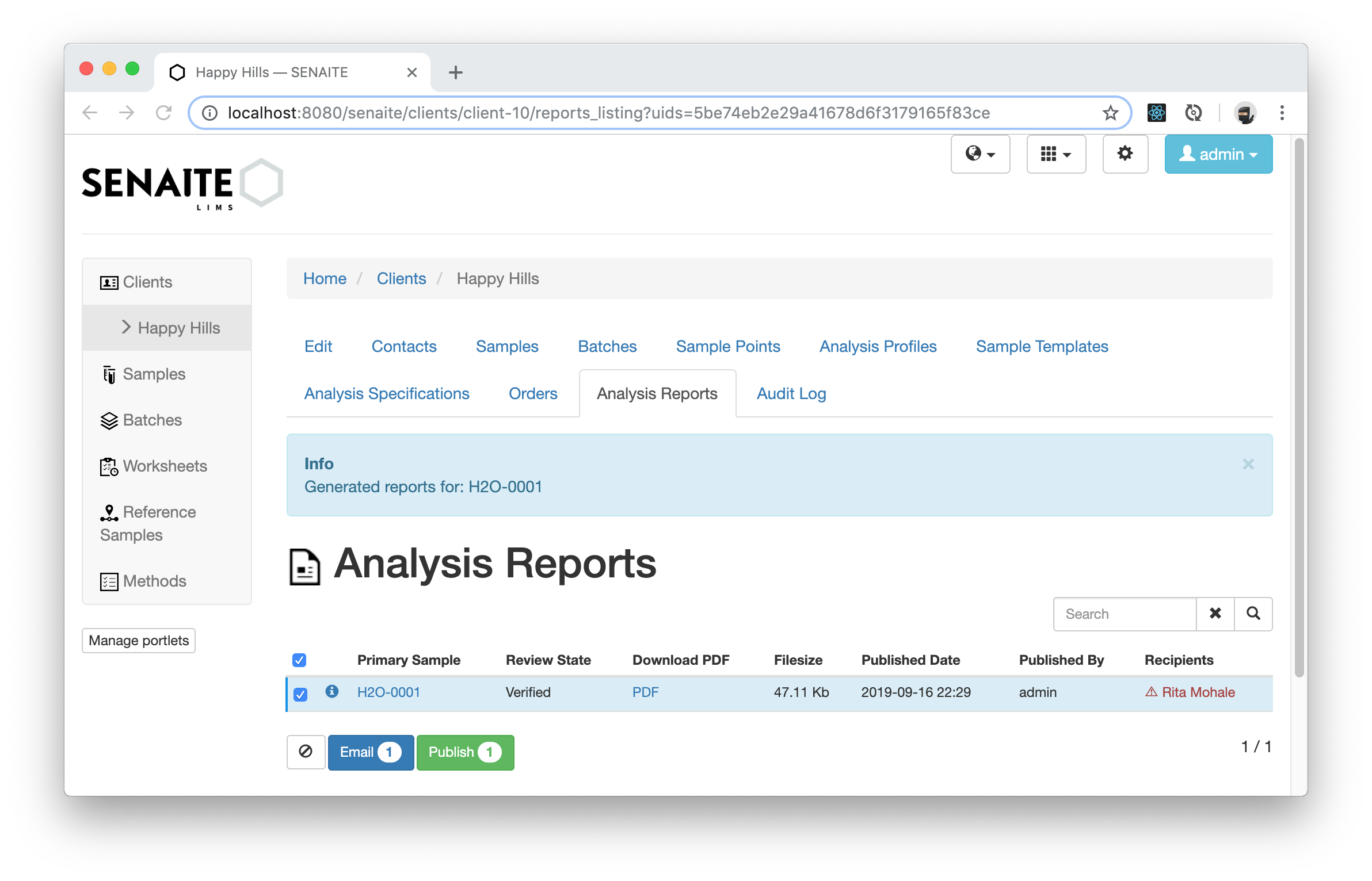 Analysis Reports Listing