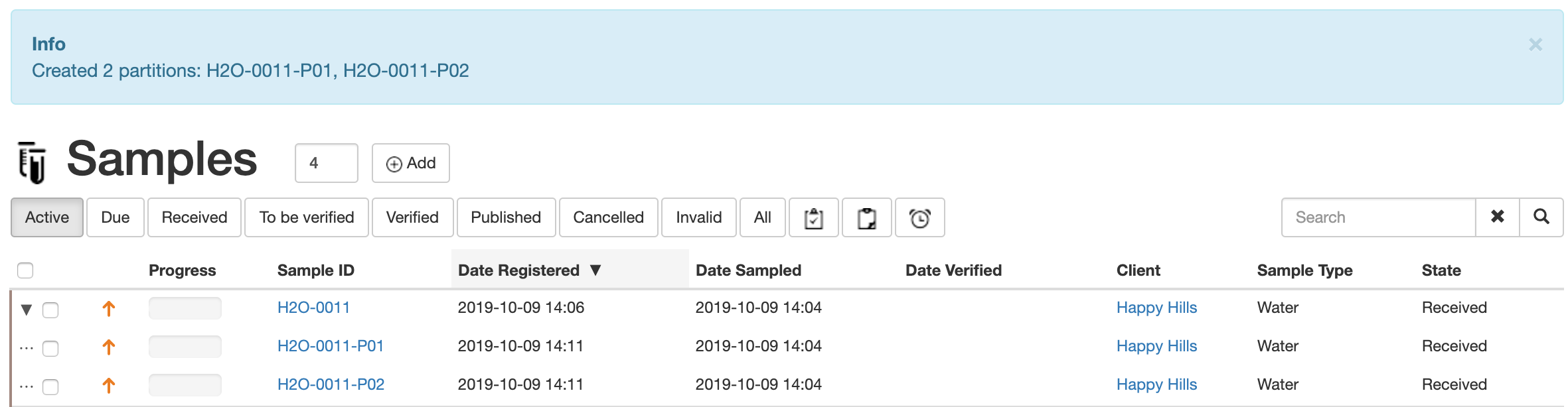 Sample Analyses · SENAITE