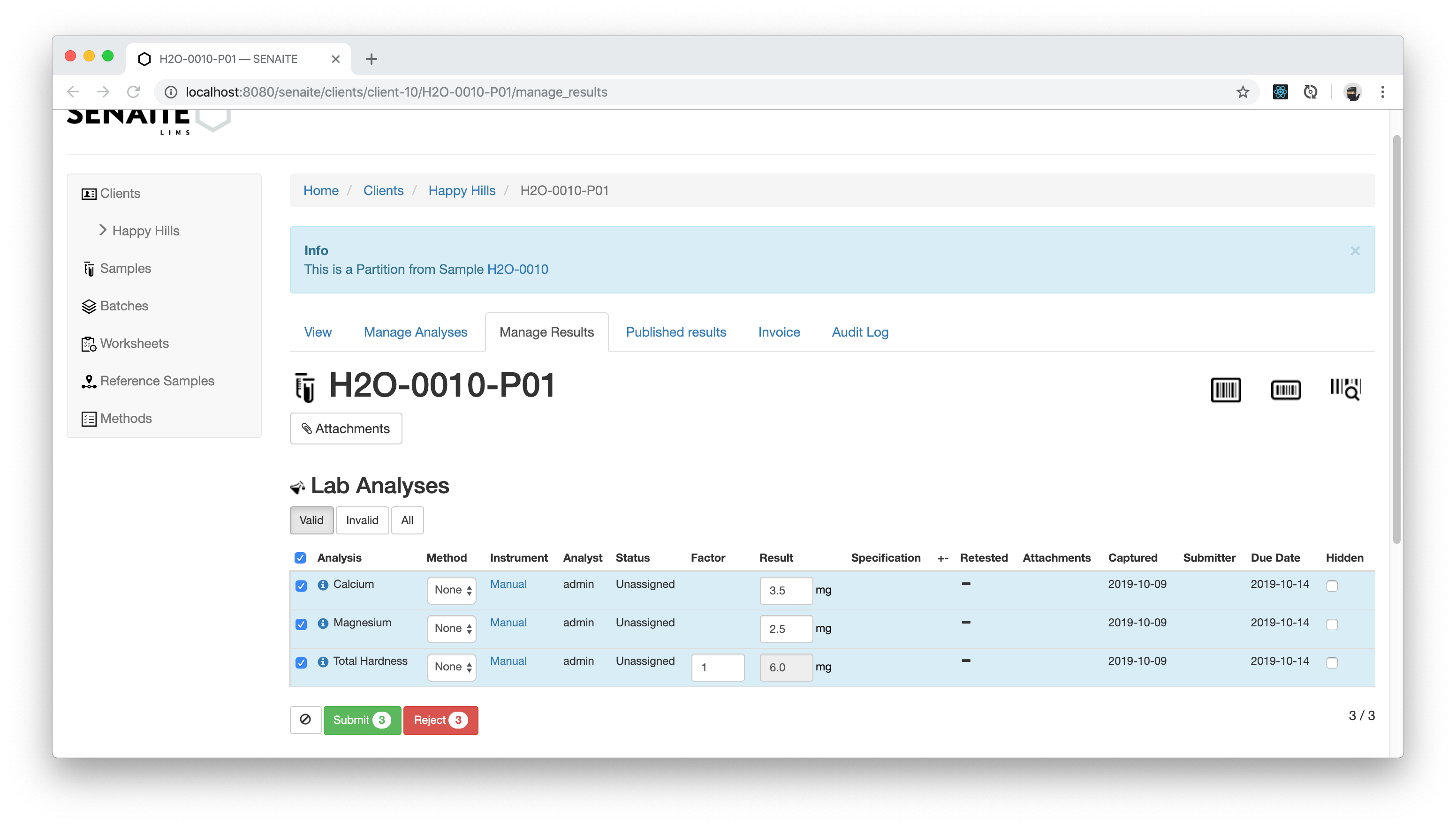 Manage Partition Results