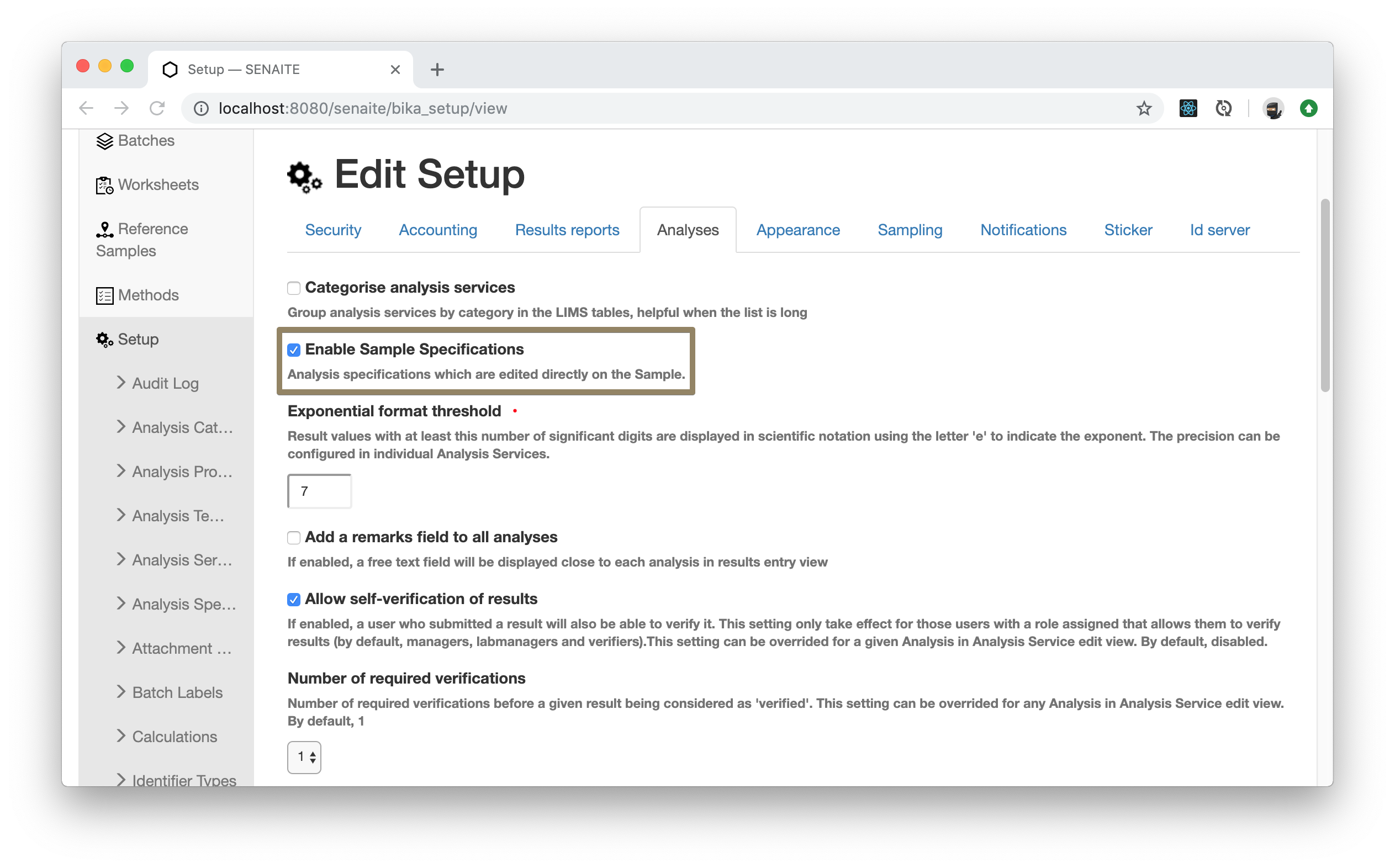 Analyses Setup